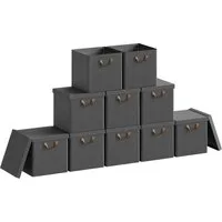 Woltu Aufbewahrungsbox (10 St), faltbare Stoffboxen 10 Stück, mit Griffen Metallrahmen
