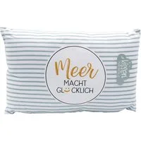 Dekohelden24 Dekokissen Meer macht Glücklich Kissen, mit Bezug aus 100% Baumwolle, L / B / H: