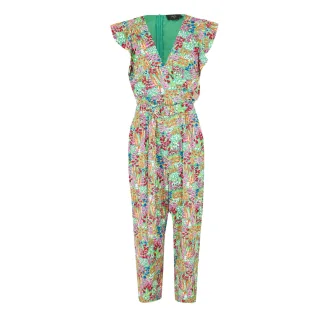 AX Paris - Jumpsuit für Damen, V-Ausschnitt, Leger (Bunt bedruckt)
