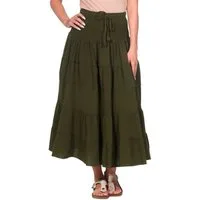 KUNST UND MAGIE Stufenrock Sommerrock Damen Rock Baumwolle – Boho Maxirock mit elastischer Taille