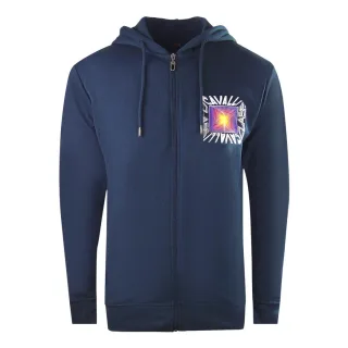 Cavalli Class Aysmmetric Box Design Marineblauer Kapuzenpullover mit Reissverschluss
