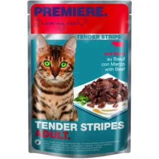 PREMIERE Tender Stripes Nassfutter Katze Adult Rind 112x85 g