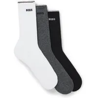 BOSS Socken Rib Stripe (3-Paar) Rippstrick, verstärkte Fersen- und Zehenpartie