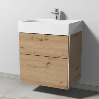 Sanipa 3way Waschtischunterbau zu Kaldewei Silenio Waschtisch mit 2 Auszügen, Eiche Natural-Touch BR45585