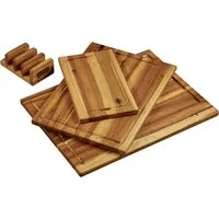 KESPER® Schneidebrett inkl. Ständer, Massivholz, (Set, 4-St), aus FSC-zertifiziertem Akazienholz