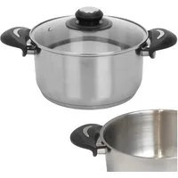 Koopman Kochtopf Edelstahl 2700 ml Universal Topf Ø 20 cm Glasdeckel 2 Griffe Küche, Edelstahl (Stück, 1-tlg., Packung), 2700ml, Kasserolle, Suppentopf, Edelstahl, Glasdeckel