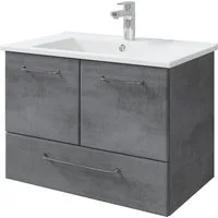 Saphir Badmöbel-Set Quickset 945 Keramik-Waschtisch mit Unterschrank, 75 cm breit, (1-St), Waschplatz, 2 Türen, 1 Schublade, inkl. Türdämpfer, Waschtisch Set