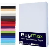 Buymax Spannbettlaken Topper, Spannbetttuch für Topper bis 12 cm Höhe, 100% Baumwolle Jersey, Jersey, Gummizug: Rundumgummi, (1 Stück), Pflegeleicht und Atmungsaktiv, in Verschiedenen Farben und Größen
