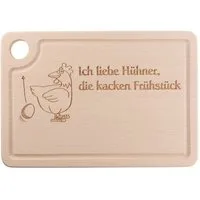 Spruchreif® Frühstücksbrett Holz-Schneidebrett mit Gravur und Griffloch, Brett mit Eierhalter