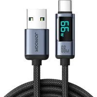 JOYROOM Schnellladekabel USB C - USB A Kabel 66W 1,2m mit LED-Anzeige Schwarz USB-Kabel, (120 cm)