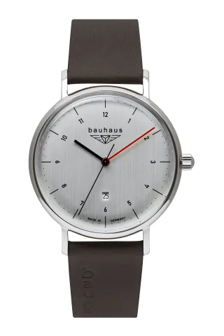 Bauhaus Herrenuhr Quarz mit Datum und Lederarmband