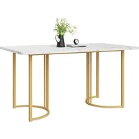 Flieks Esstisch (140*80*75 cm, 1-St., nur Tisch), rechteckig Küchentisch Marmoroptik Schreibtisch, Metallbeine