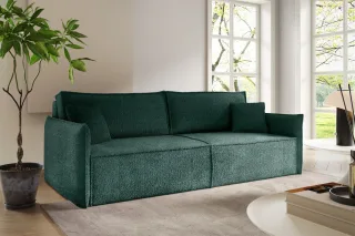 Sofa 3-Sitzer mit Schlaffunktion LAGOS in Stoff Abriamo Dunkelgrün