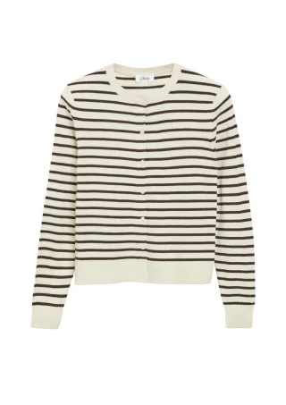 s.Oliver Red Label - Gestreifte Strickjacke braun/beige - Gr. - 40
