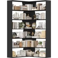 Homfa Bücherregal Eckregal Standregal Eck-Bücherregal, mit 6 Ebenen aus Holz, 90x90x190,5cm