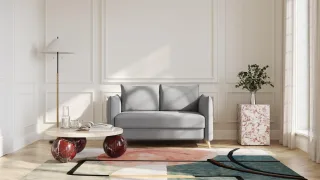 BRUNO Schlafsofa 160cm in Hellgrau | Pillow | stabiles Massivholz & Boxspringkomfort