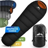 AlpinSpirit Mumienschlafsack [Ultraleicht] 3 Jahreszeiten Sommer & Winter, Packmaß, 210x75 cm (Festival, Trekking, Outdoor, Camping), 2 Wege Reißverschluss, 3 Jahreszeiten, Wasserabweisend