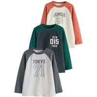Next Langarmshirt Relaxed Fit Langarmshirts mit Grafik, 3er-Pack (3-tlg)