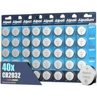 ALPALIUM CR2032 Knopfzellen Batterien 40 Stück Alpalium Sparset Knopfzelle, (3V V), Lithium, lange Lagerfähigkeit, umweltfreundlich verpackt, Sparset