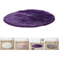 BTTO TEPP Teppich Fellteppich,Kunstfell,Weich, Hochflor Shaggy Teppiche,Runden, Rund, Durchmesser 45 cm, Wohnzimmer, Schlafzimmer, Esszimmer,Weich&Flauschig, Uni-Farben