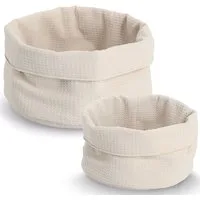 Zeller Present Aufbewahrungskorb Waffelpiqué 2-tlg. (Set, 2 St), hochwertiges Waffelpiqué, Rand krempelbar
