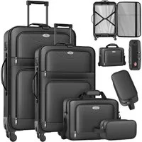 KESSER Kofferset, 4 Rollen, (Kosmetiktasche Handgepäck leichter Koffer & große Koffer), mit 3-Ziffern-TSA-Schloss, 360° Rollen & Teleskopgriff