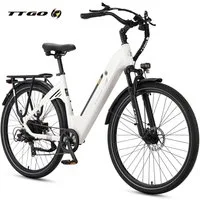 TTGO E-Bike Cityrad 28 x 2,0 Zoll, 120km, C3 SE, Elektrofahrrad mit Tiefeinsteiger-Rahmen, 7 Gang SHIMANO, Kettenschaltung, Heckmotor, 648 Wh, 5 Stufen, Leicht nur 25kg, Pedelec bis zu 120kg, Aluminiumrahmen