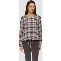 s.Oliver Langarmbluse Bluse Strukturierte Karo-Bluse aus Viskosemix