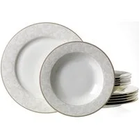 Ritzenhoff & Breker Tafelservice Teller Set, Geschirr-Set ISABELLA (12-tlg), 6 Personen, Porzellan, extravagantes Design, 12 Teile, für 6 Personen