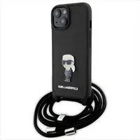 KARL LAGERFELD Smartphone-Hülle Karl Lagerfeld Apple iPhone 15 Saffiano Metal Pin Karl & Choupette