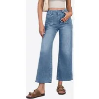 Imily Bela High-waist-Jeans Damen Cropped Dehnbare Baggy Geradem Weitem Bein Denim Baggy (Packung, 1-tlg., 1per-Pack) 4-Pocket Style in Unifarbe
