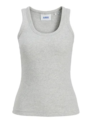 JJXX - JXFRIDA SL U-NECK TOP JRS NOOS Light Grey Melange - Gr. - XS