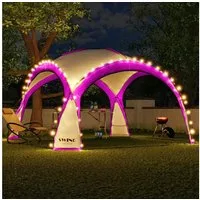 Swing&Harmonie Faltpavillon LED Event Pavillon 3,6 x 3,6m DomeShelter Garten inkl. Solarmodul