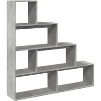 vidaXL Bücherregal Raumteiler-Bücherregal 4 Etagen Betongrau 143,5x29x143,5 cm, 1-tlg.