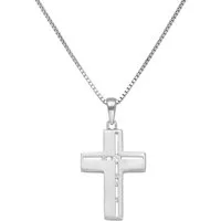 Firetti Kette mit Anhänger Schmuck Geschenk Silber 925 Halsschmuck Halskette Venezianer Kreuz, mit Zirkonia (synth)