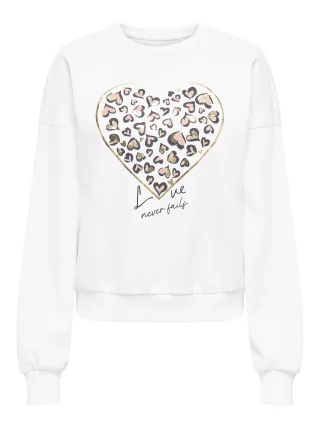 ONLY - ONLTAMMIE L/S LEO PRINT O-NECK SWT Cloud Dancer - Gr. - M