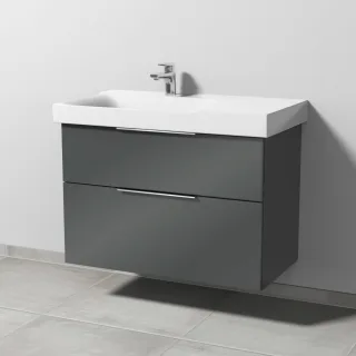 Sanipa 3way Waschtischunterbau zu Geberit Xeno2 Waschtisch mit 2 Auszügen, Anthrazit-Glanz UF66279
