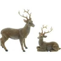 Home-trends24.de Dekofigur Hirsch Paar Deko Figur Weihnachten Winter Skulptur (2 St)