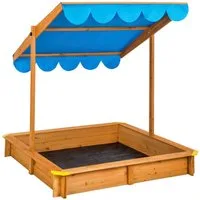 tectake Sandkasten Sandkiste Emilia mit verstellbarem Dach 120x120x120cm, aus Holz mit verstellbarem Dach