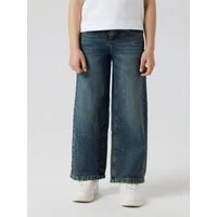 Name It Weite Jeans NKFROSE für Mädchen mit weitem Bein und klassischem Sitz normal, Denim, Abriebeffekte, Reißverschluss
