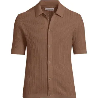 Leichtes Feinstrick-Hemd aus Baumwolle für Herren, Herren, size: regular, Blau, Baumwolle, by Lands' End
