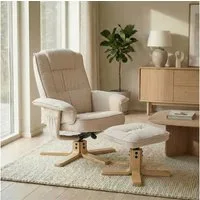 IDIMEX Relaxsessel CHARLY, Fernsehsessel mit Hocker, TV-Sessel neigungsverstellbar Stoff beige
