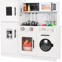 TLGREEN Kinder-Küchenset,Spielküche XXL, Spielzeugküchen, (Puppenküche Kinderküche mit Waschmaschine, Eismaschine, Telefon), 82x80x25 cm
