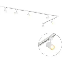 Qazqa Schienensystem-Sets Iconic jeana, ohne Leuchtmittel, Kaltweiß, QAZQA Schienen­leuchte, gu10, Weiß, Stahl, Modern