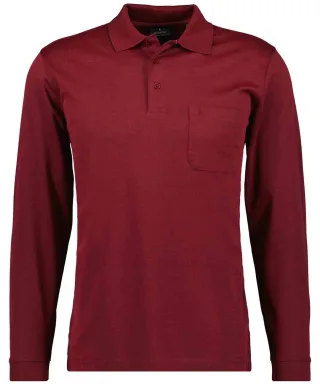 RAGMAN - Softknit-Polo mit Brusttasche, Langarm rot - Gr. - M