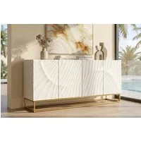 riess-ambiente Sideboard SCORPION 180cm weiß/gold - Mangoholz, Metall, 3D-Schnitzerei, Anrichte, Massivholz-Kommode mit 4 Fächern - ideal für Wohn- und Esszimmer