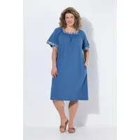 Ulla Popken Midikleid Midikleid Stickerei-Bordüre Carré-Ausschnitt