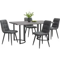 Flieks Essgruppe, (Set, 5-tlg., 140×80cm Tischplatte), Esstisch mit 4 Stühlen Set Küchetisch Esszimmerstuhl Samt, Metallbeine