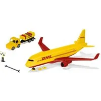 SIEPER Modellflugzeug siku DHL Frachtflugzeug mit Zubehör Aufklappbare Rückenklappen 9 Teile