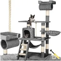 tectake Kratzbaum Katzenbaum Stokeley 141 cm Diverse Farben, Vielseitig mit robusten Sisalstangen und Plüschoberfläche